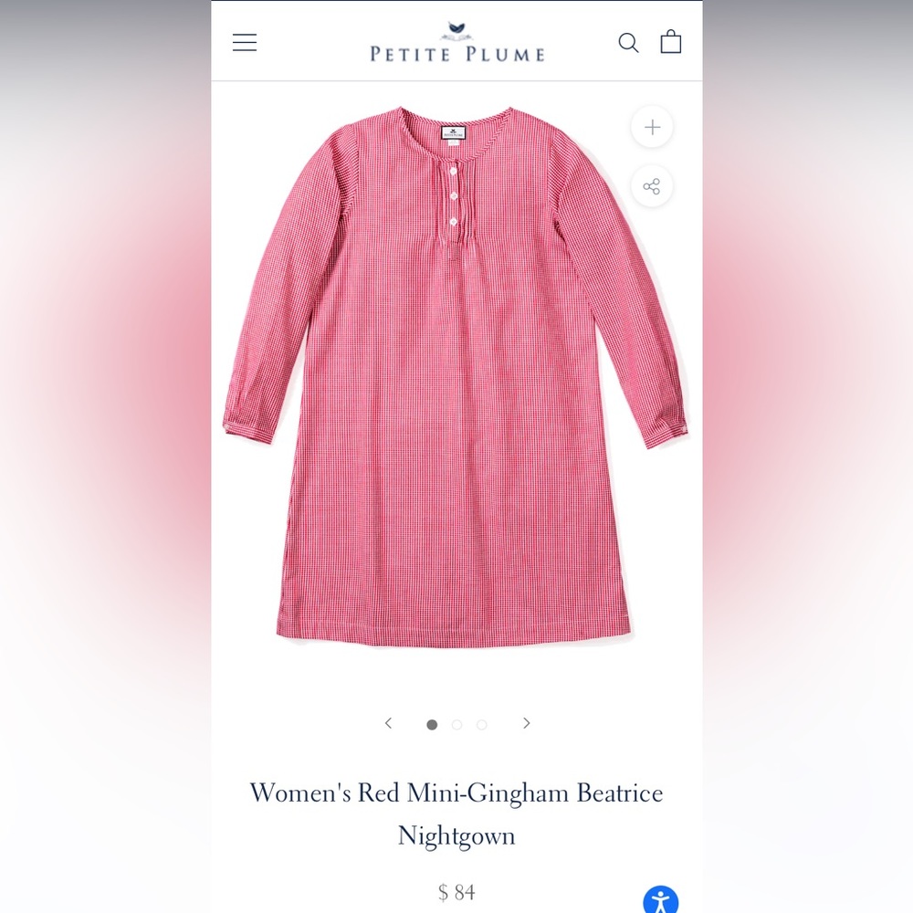 Womens Petite Plume Mini Red Gingham nightgown in excellent condition
